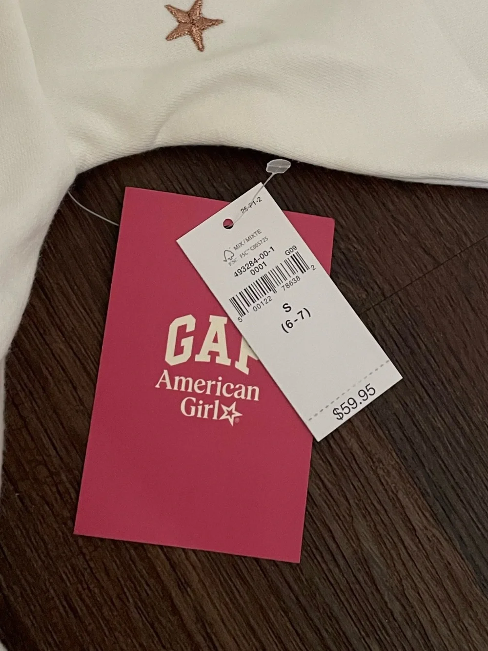NWT GAP x American Girl Girls Star Pullover Hoodie Sweatshirt S